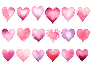 Seamless pattern with watercolor pink hearts 