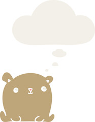 cute cartoon bear and thought bubble in retro style