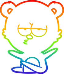 rainbow gradient line drawing bored bear cartoon