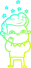 cold gradient line drawing cartoon excited man