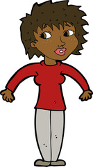 cartoon woman shrugging shoulders