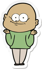 sticker of a cartoon bald man staring