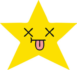 flat color retro cartoon gold star