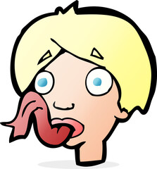 cartoon head sticking out tongue