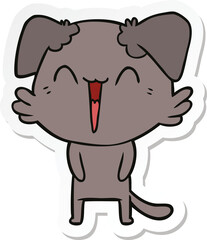 sticker of a happy little dog cartoon