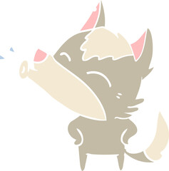 howling wolf flat color style cartoon