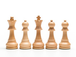Wooden Chess Set Strategy and Intelligence Isolated on White Background AI Generated