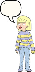 speech bubble cartoon woman in casual clothes