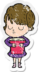 distressed sticker of a cartoon woman