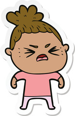 sticker of a cartoon angry woman