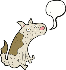 cartoon sitting dog with speech bubble