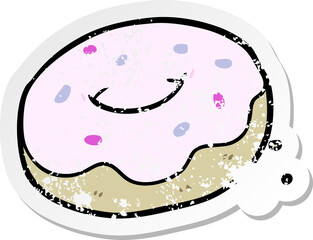 distressed sticker of a cartoon donut