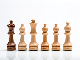 Wooden Chess Set Strategy and Intelligence Isolated on White Background AI Generated