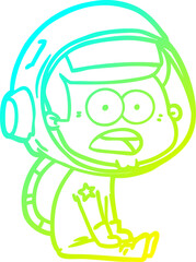 cold gradient line drawing cartoon surprised astronaut
