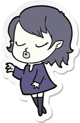 sticker of a cute cartoon vampire girl