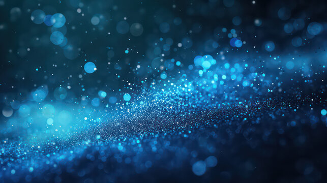 blue luxury glitter and bokeh particles, blue bokeh background, holiday festival background