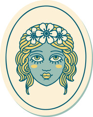 tattoo style sticker of a maiden