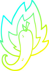 cold gradient line drawing cartoon red hot chili