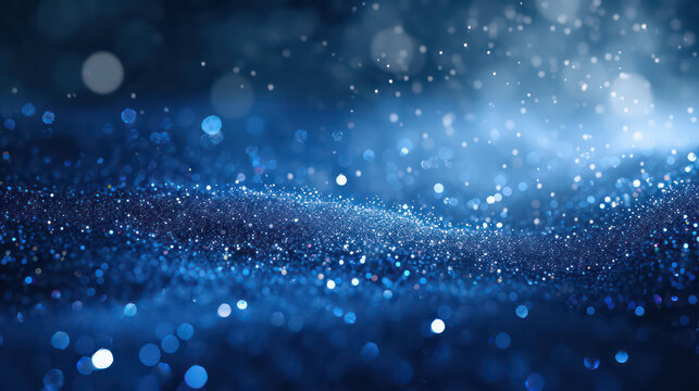 blue luxury glitter and bokeh particles, blue bokeh background, holiday festival background