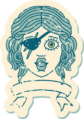 human rogue character with banner illustration