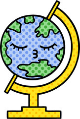comic book style cartoon globe of the world