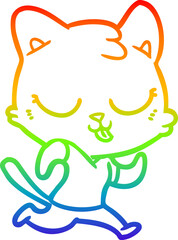 rainbow gradient line drawing cartoon cat