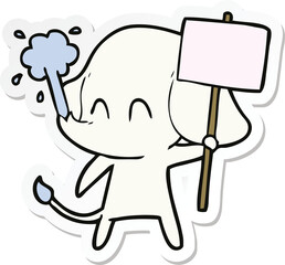 sticker of a cute cartoon elephant spouting water
