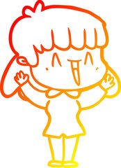 warm gradient line drawing cartoon woman