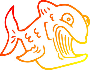 warm gradient line drawing funny cartoon fish