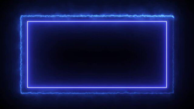 abstract glowing neon rectangle border line animation 4k. Neon effect rectangle frame.