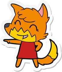 sticker of a happy cartoon fox