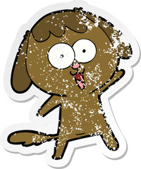 distressed sticker of a cute cartoon dog
