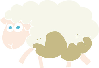 flat color illustration of a cartoon muddy sheep