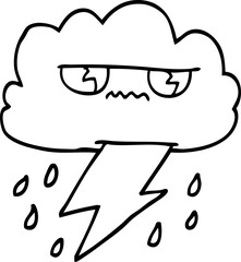 line drawing cartoon thunder weather cloud