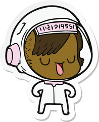 sticker of a cartoon astronaut woman