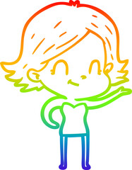 rainbow gradient line drawing cartoon friendly girl