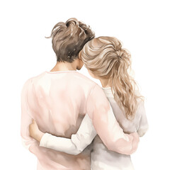 Love couple watercolor illustration. Vintage, modern classic and cute style, pastel colors - 725862125