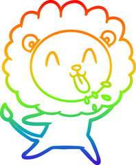 rainbow gradient line drawing happy cartoon lion