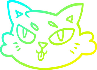 cold gradient line drawing cartoon cats face