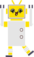 flat color retro cartoon robot