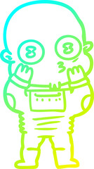 Obraz premium cold gradient line drawing cartoon weird bald spaceman