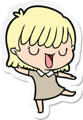 sticker of a cartoon woman