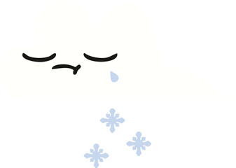 flat color retro cartoon snow cloud