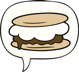 smore cartoon and speech bubble
