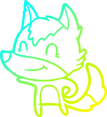 cold gradient line drawing friendly cartoon wolf