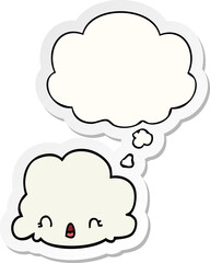 cartoon cloud and thought bubble as a printed sticker