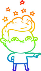 rainbow gradient line drawing cartoon excited man