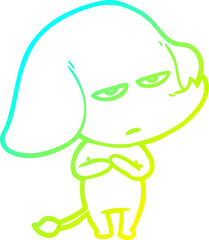cold gradient line drawing annoyed cartoon elephant