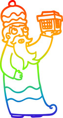 rainbow gradient line drawing one of the three wise men cartoon
