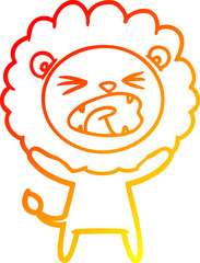 warm gradient line drawing cartoon lion